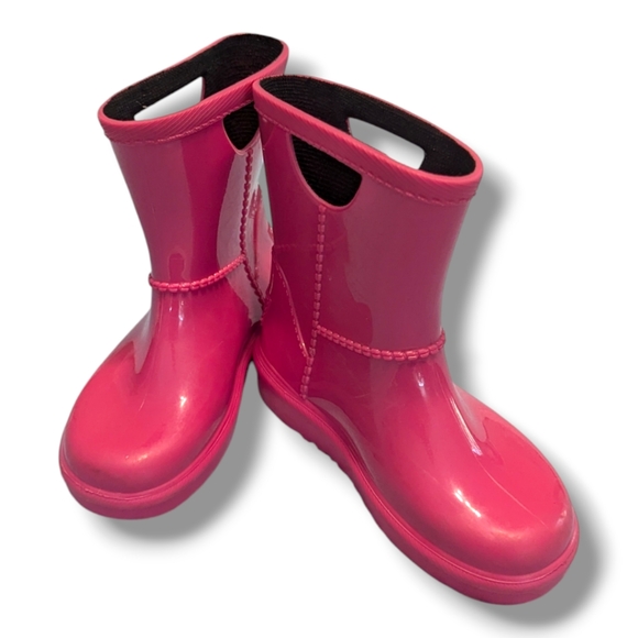 Ugg Rahjee Rain Boots Girl's Size 8 Casual Diva Pink Slip-OnClassic Rubber - Picture 3 of 13